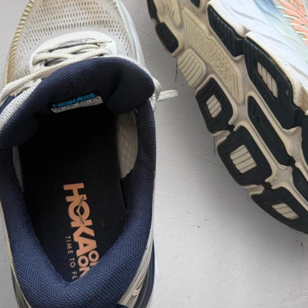 Hoka bondi Gray and Peach Athletic Shoes - Picture 3 of 5